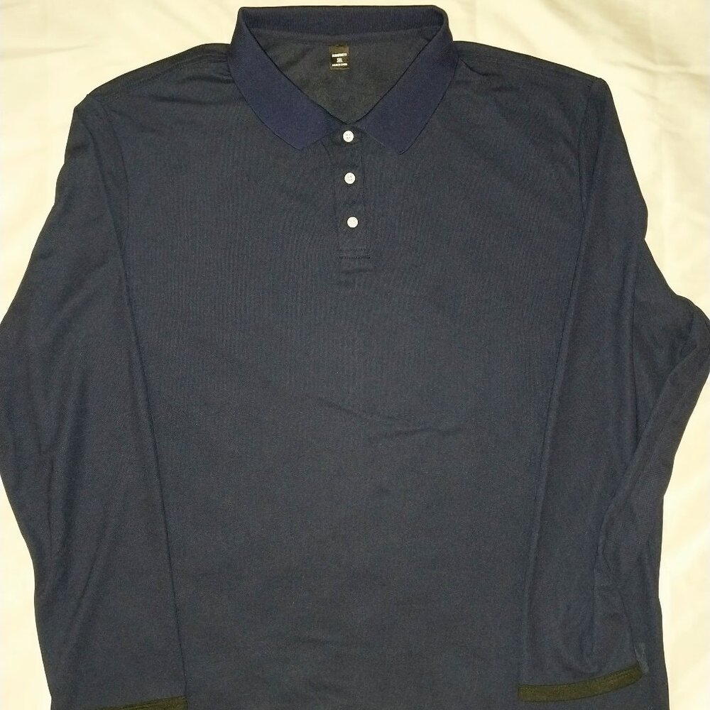 Manfinity  Men's Long Sleeve Polo Top 3xL Navy Blue